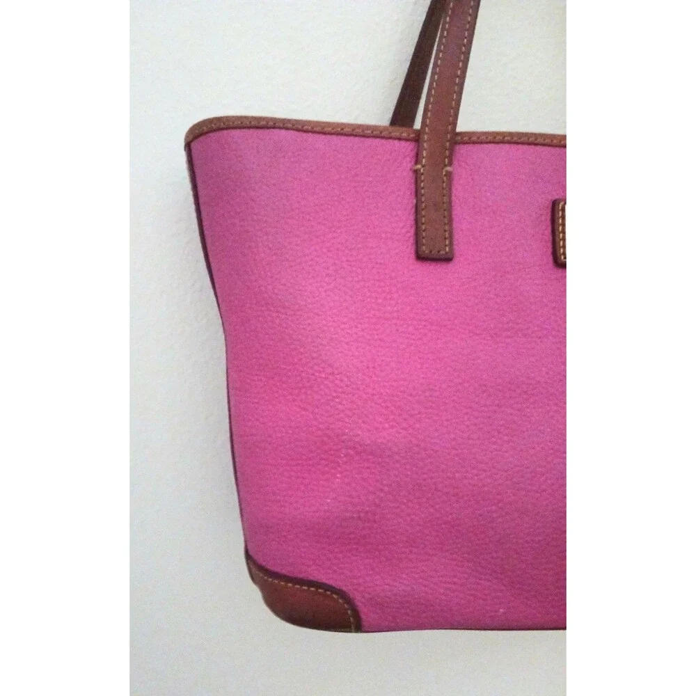 Dooney & Bourke Pink Tote Bag with Brown Trim